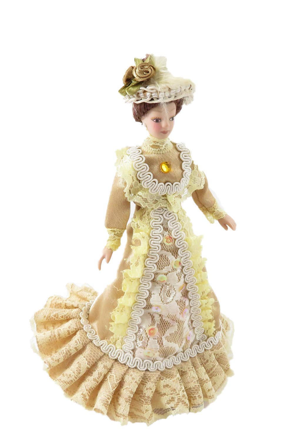Amazon.com: Dolls House Victorian Lady Constance in Gold Outfit
